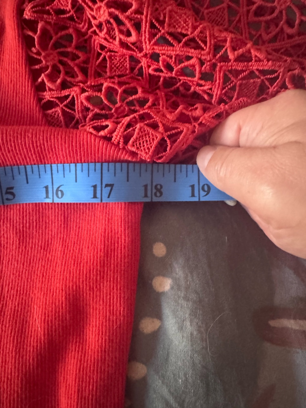 Anthropologie Maeve Red Lace Sleeve Scoop Neck Women's Top - Picture 7 of 7